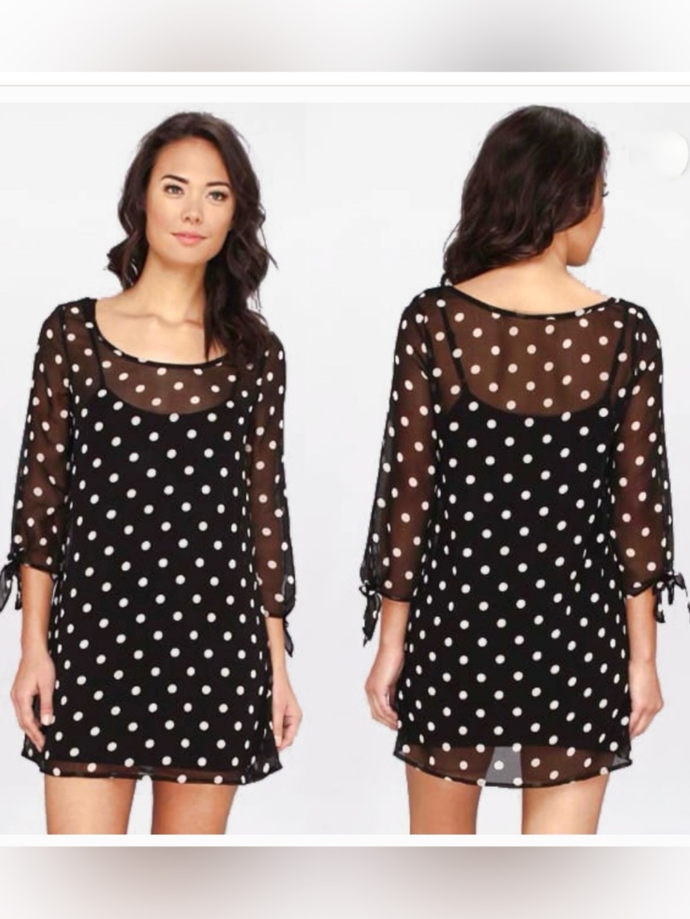 Roxy Black and White Polka Dot Sheer Top
